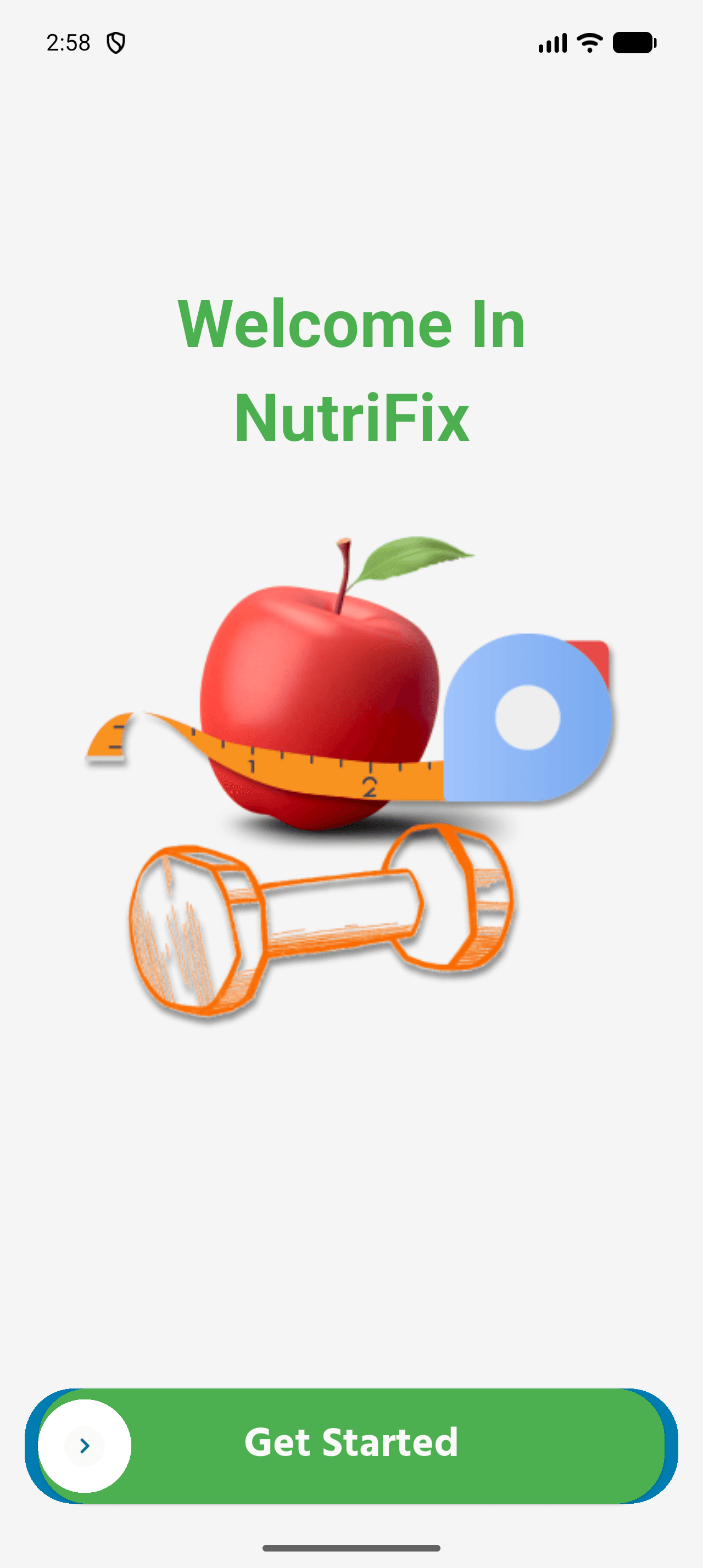NutriFix welcome screen
